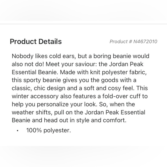 JORDAN Peak Essential Beanie in Black - Picture 6 of 6